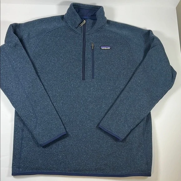 Patagonia Navy Heather Quarter-Zip Fleece Sz XL - Picture 1 of 12